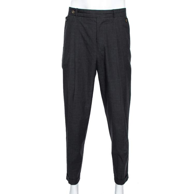 Pre Owned Dolce & Gabbana Charcoal Grey Cotton Tapered Leg Pants M