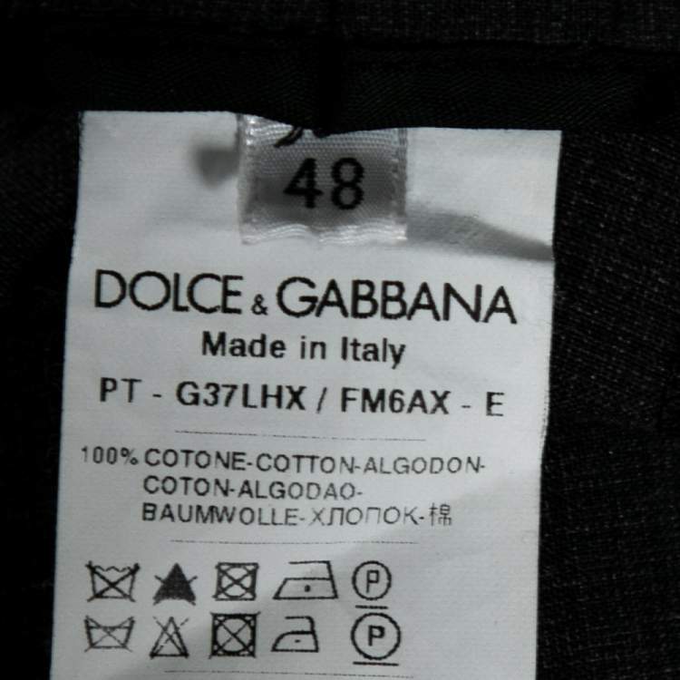 Pre Owned Dolce & Gabbana Charcoal Grey Cotton Tapered Leg Pants M