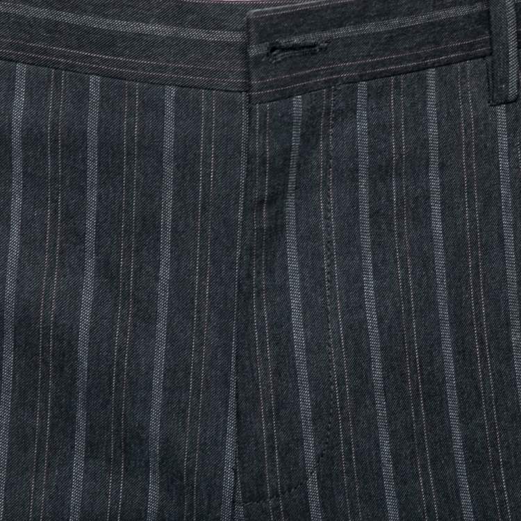 Pre Owned Dolce & Gabbana Charcoal Grey Striped Cotton Pants L
