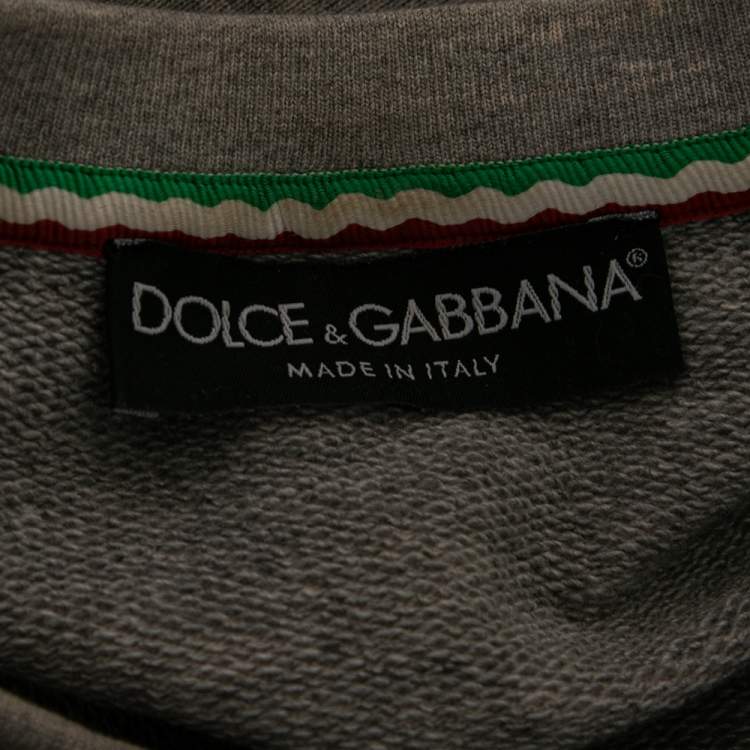 Pre Owned  Dolce & Gabbana Grey Gym Speed Power Printed Cotton Sweatshirt M