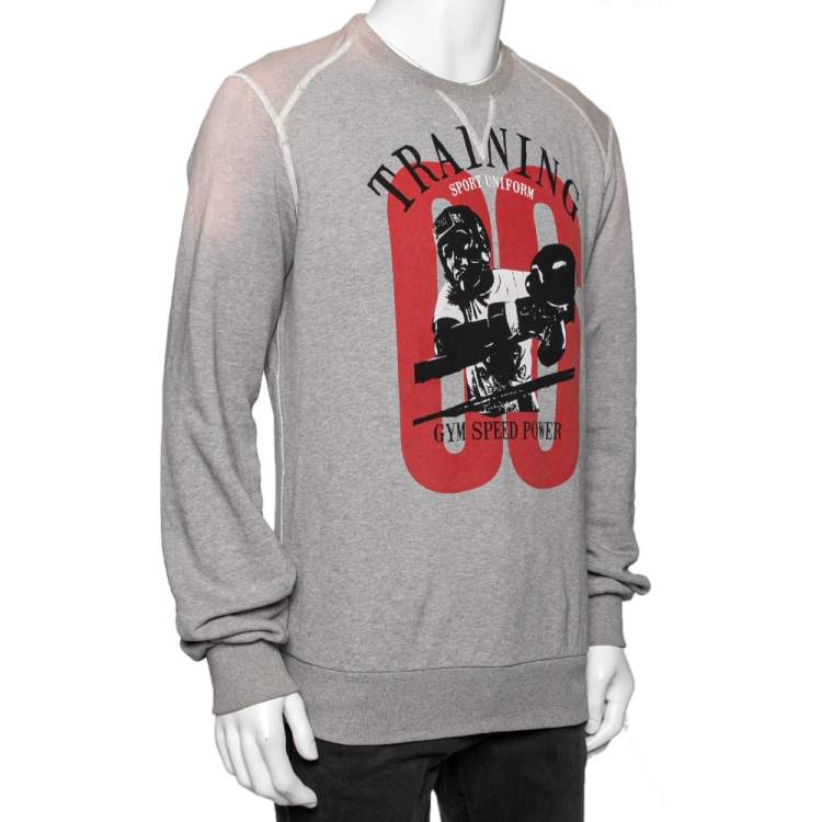 Pre Owned  Dolce & Gabbana Grey Gym Speed Power Printed Cotton Sweatshirt M