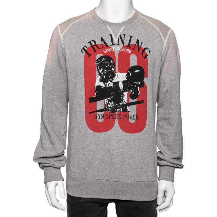 Pre Owned  Dolce & Gabbana Grey Gym Speed Power Printed Cotton Sweatshirt M