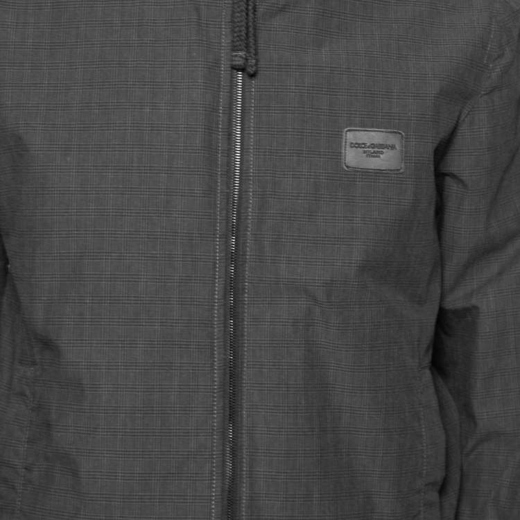 Pre Owned Dolce & Gabbana Grey Checkered Cotton Hooded Jacket & Pant Suit L / XL