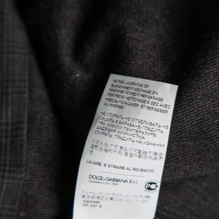 Pre Owned Dolce & Gabbana Grey Checkered Cotton Hooded Jacket & Pant Suit L / XL
