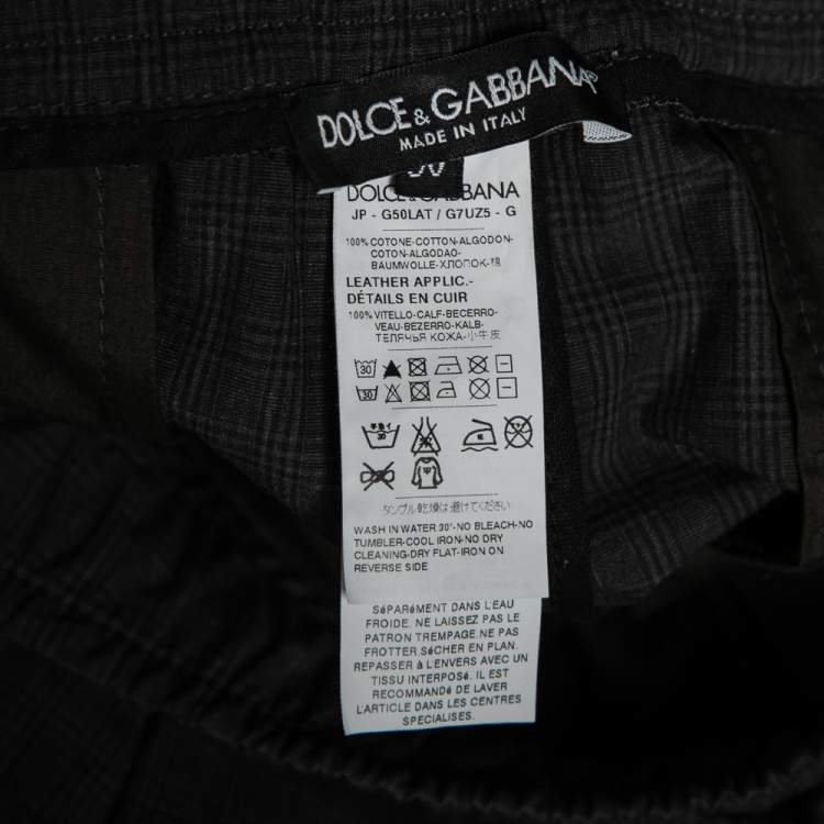 Pre Owned Dolce & Gabbana Grey Checkered Cotton Hooded Jacket & Pant Suit L / XL