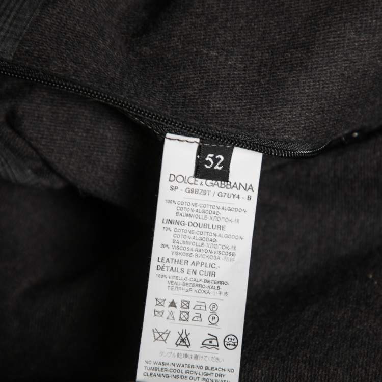 Pre Owned Dolce & Gabbana Grey Checkered Cotton Hooded Jacket & Pant Suit L / XL