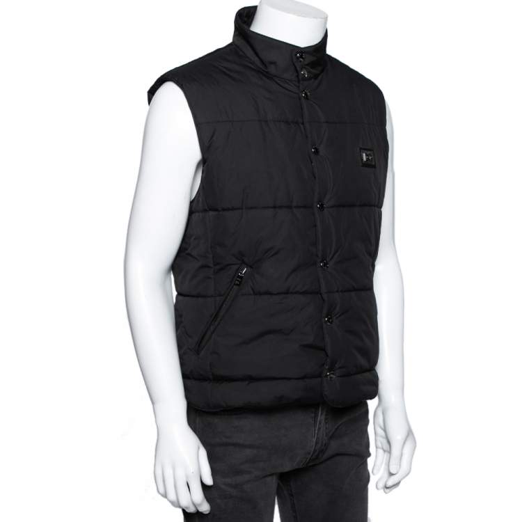 Pre Owned Dolce & Gabbana Black Synthetic Sleeveless Puffer Jacket L