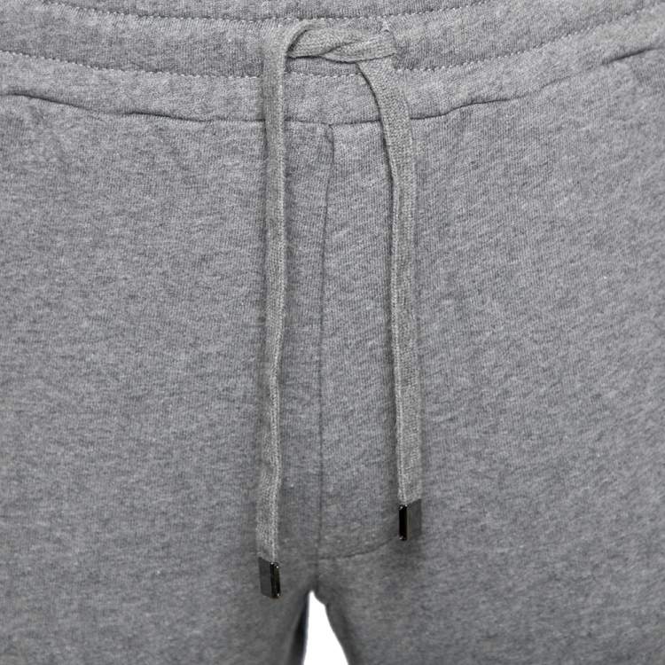 Pre Owned Dolce & Gabbana Grey Cotton Knit Patch Detail Sweatpants XS