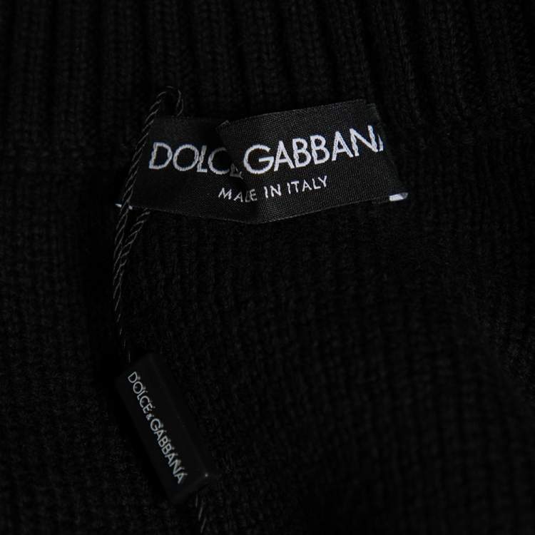 Pre Owned Dolce & Gabbana Black Wool Knit & Jacquard Button Detail Jumper XL