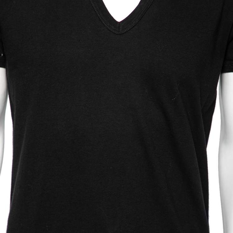 Pre Owned Dolce & Gabbana Black Cotton V-Neck T-Shirt L
