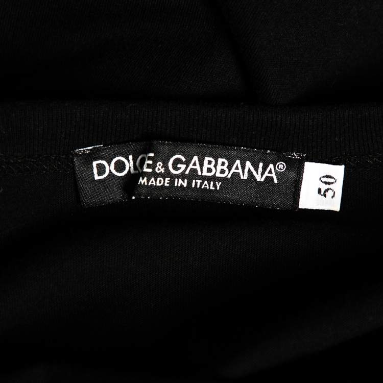 Pre Owned Dolce & Gabbana Black Cotton V-Neck T-Shirt L