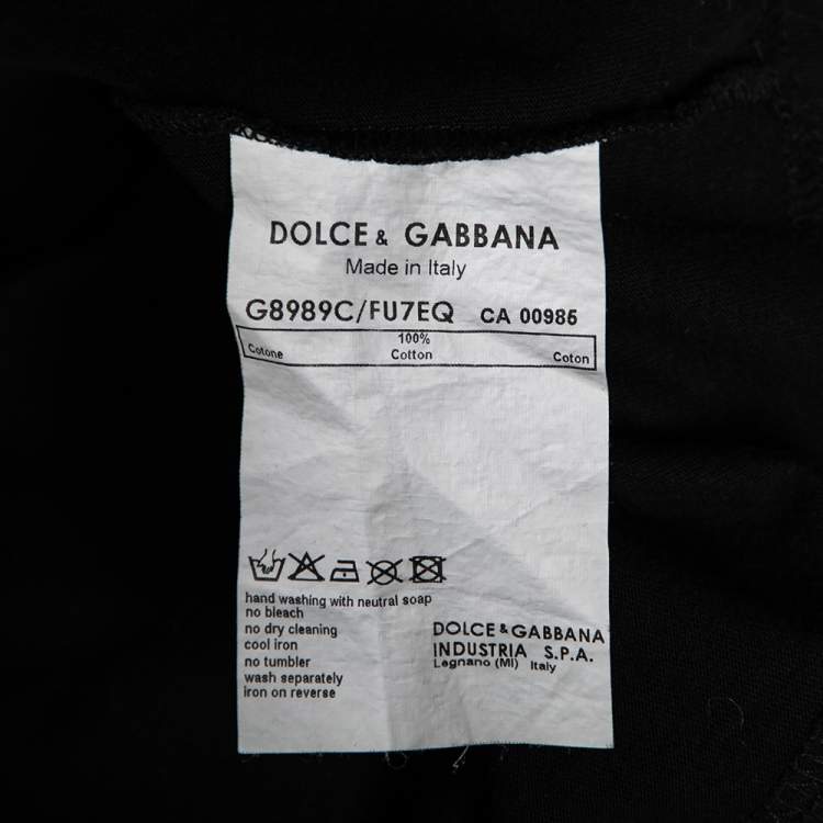 Pre Owned Dolce & Gabbana Black Cotton V-Neck T-Shirt L
