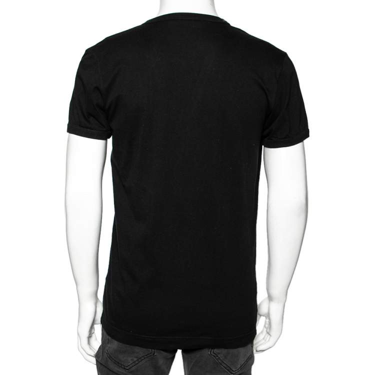 Pre Owned Dolce & Gabbana Black Cotton V-Neck T-Shirt L