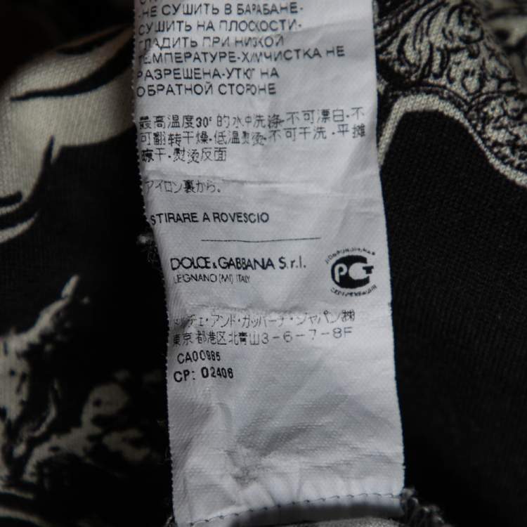 Pre Owned Dolce & Gabbana Monochrome Printed Cotton Crewneck T-Shirt XS