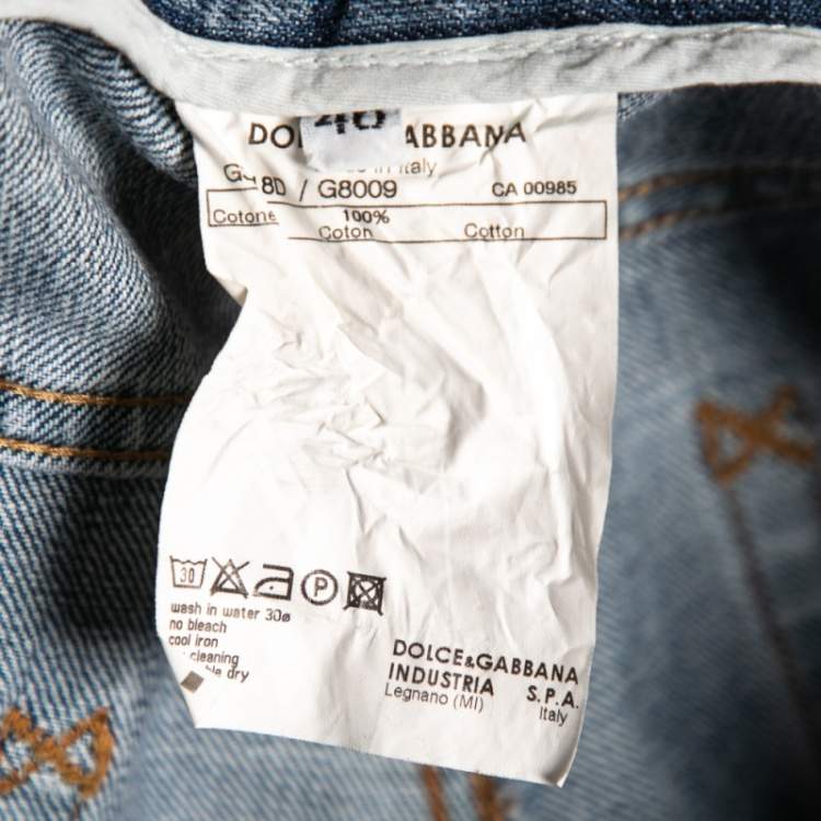 Pre Owned Dolce & Gabbana Blue Distressed Denim Jeans M