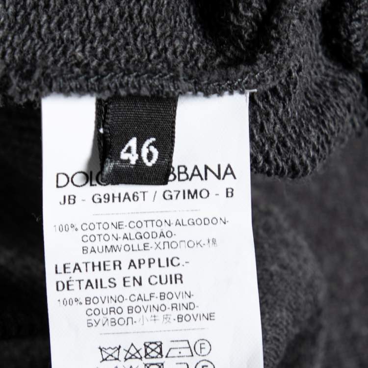 Pre Owned Dolce & Gabbana Grey Knit Patchwork Detail Hooded Sweatshirt S