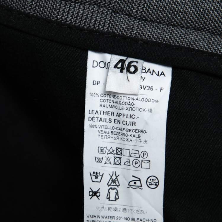 Pre Owned Dolce & Gabbana Checkered Cotton & Distressed Denim Paneled Pants S