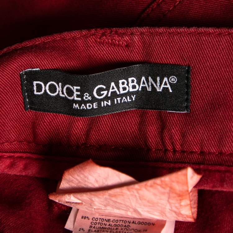 Pre Owned Dolce & Gabbana Burgundy Denim Jeans XXL