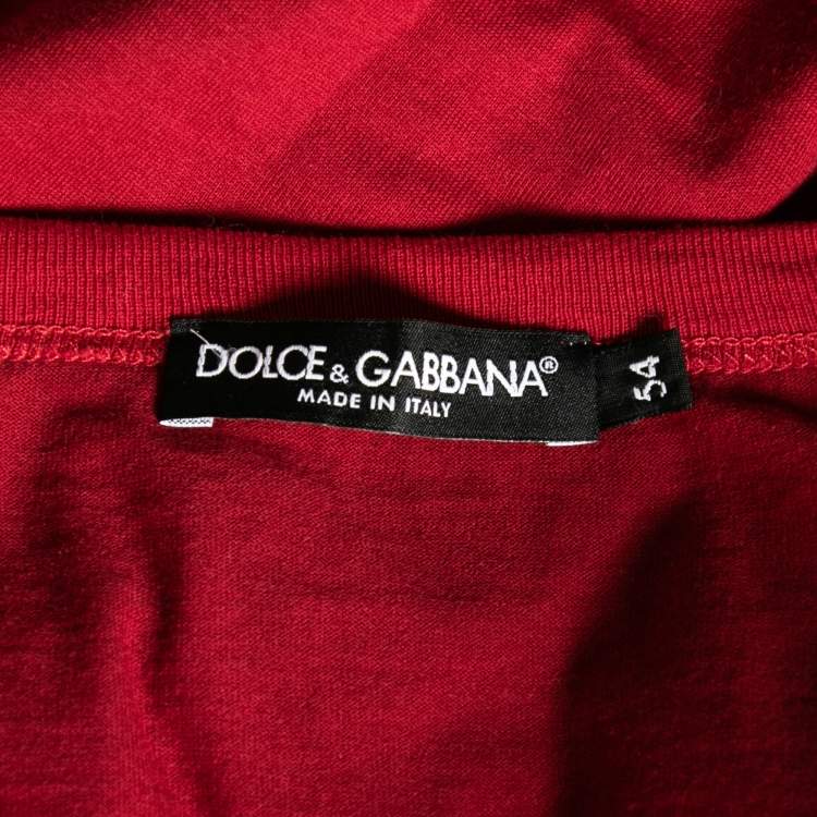 Pre Owned Dolce & Gabbana Burgundy Cotton Short Sleeve V Neck T-Shirt XXL