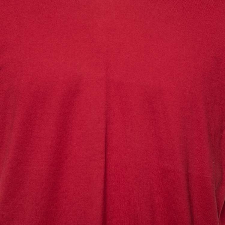 Pre Owned Dolce & Gabbana Burgundy Cotton Short Sleeve V Neck T-Shirt XXL