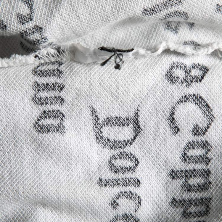 Pre Owned Dolce & Gabbana White and Black All Over Logo Printed Polo T-Shirt S