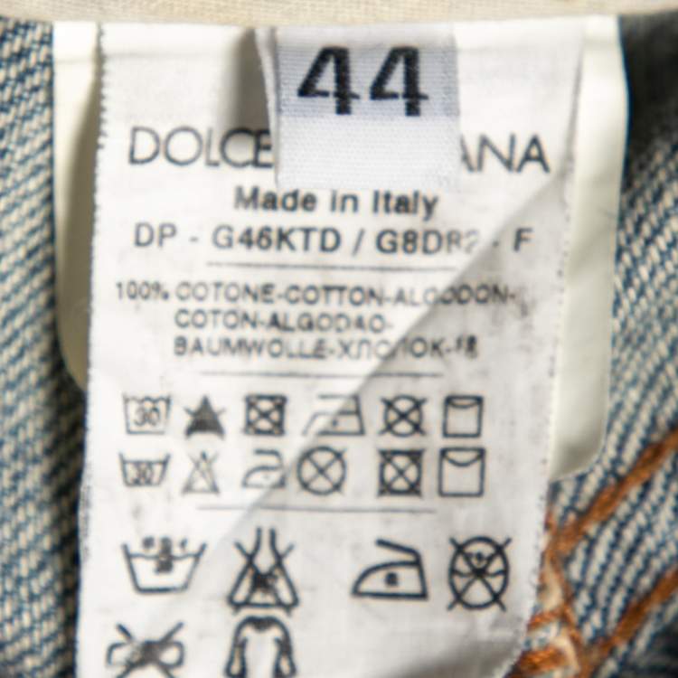 Pre Owned Dolce & Gabbana Blue Distressed Denim Fit 14 Jeans XS