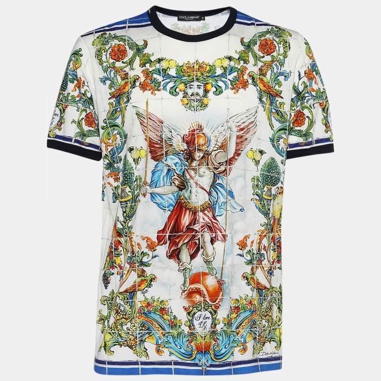 Pre Owned Dolce & Gabbana White Jersey Sicilian Print T-Shirt 3XL
