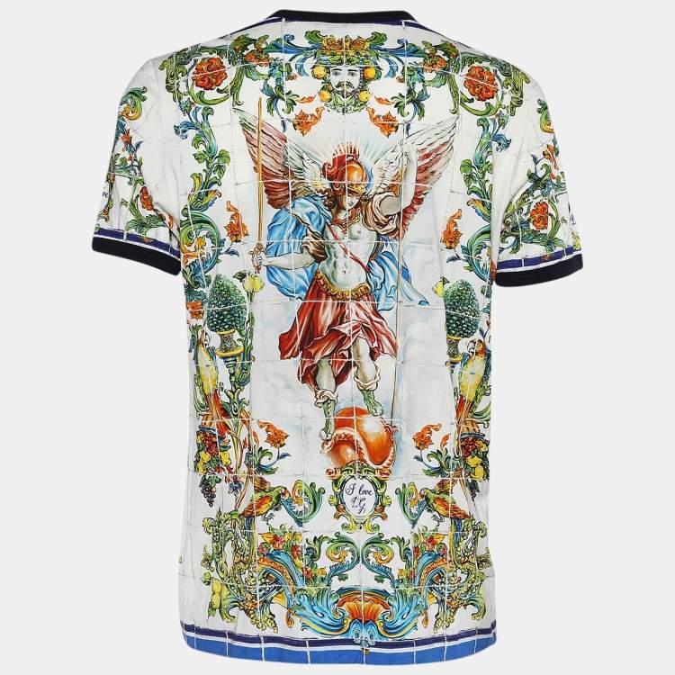 Pre Owned Dolce & Gabbana White Jersey Sicilian Print T-Shirt 3XL