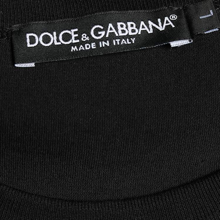 Pre Owned Dolce & Gabbana Black Jersey King Logo Print T-Shirt L