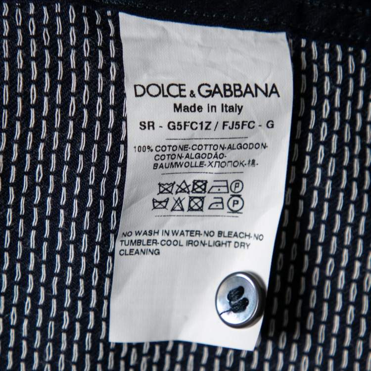 مملوكة مسبقًا Dolce & Gabbana Navy Blue Cotton Paneled Button Front Shirt XXL