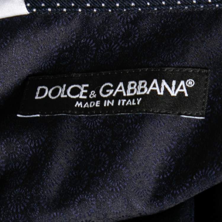 مملوكة مسبقًا Dolce & Gabbana Navy Blue Cotton Paneled Button Front Shirt XXL