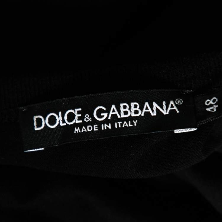 Pre Owned Dolce & Gabbana Black Bee Embroidered Crew Neck T-Shirt M