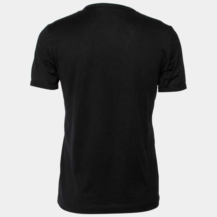 Pre Owned Dolce & Gabbana Black Bee Embroidered Crew Neck T-Shirt M