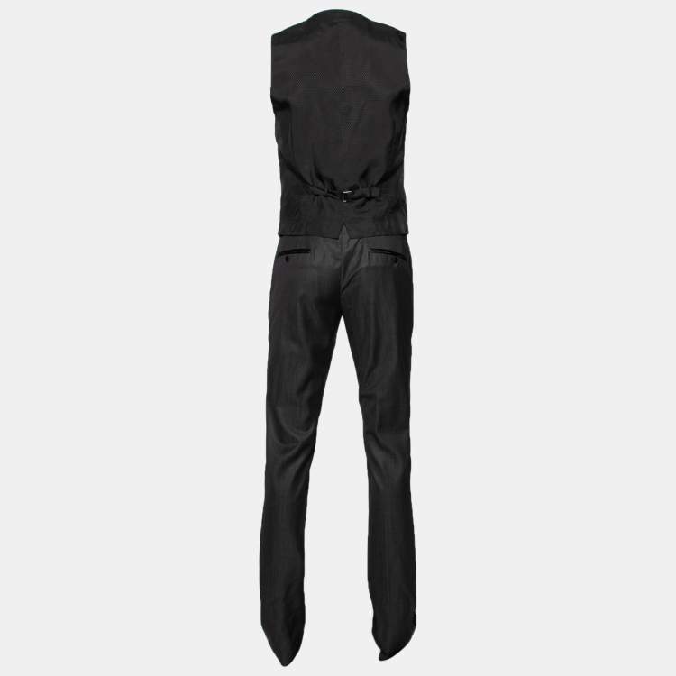 Pre Owned Dolce & Gabbana Grey Wool Trouser Vest Suit M