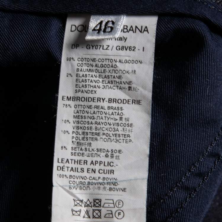 Pre Owned Dolce & Gabbana Navy Blue Denim Bee Embroidered Jeans S