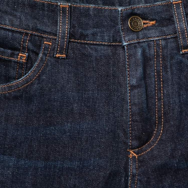 Pre Owned Dolce & Gabbana Navy Blue Denim Bee Embroidered Jeans S