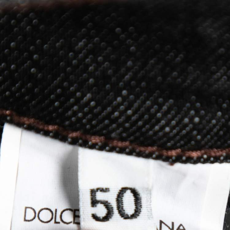 Pre Owned Dolce & Gabbana Charcoal Grey Distressed Denim Fit 14 Stretch Jeans L