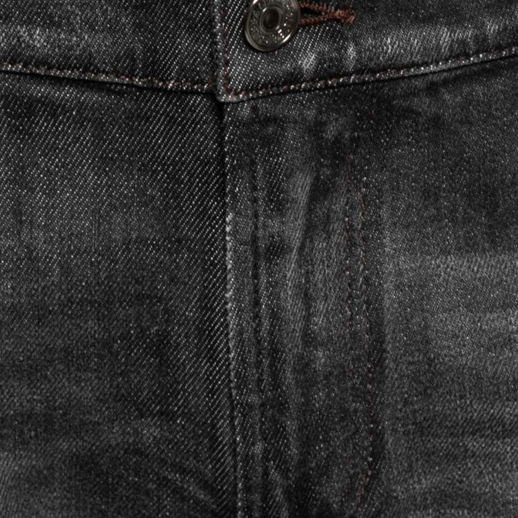 Pre Owned Dolce & Gabbana Charcoal Grey Distressed Denim Fit 14 Stretch Jeans L