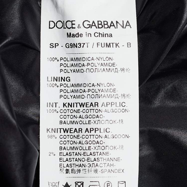Pre Owned Dolce & Gabbana Black Synthetic Zip Front Hooded Jacket M