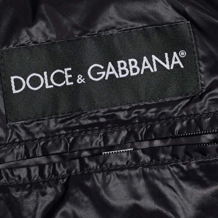 Pre Owned Dolce & Gabbana Black Synthetic Zip Front Hooded Jacket M