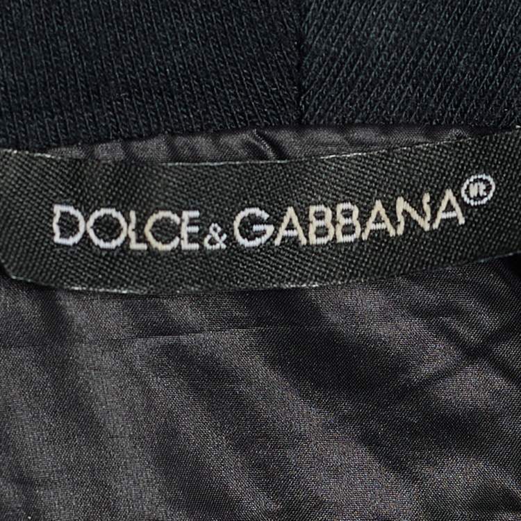 Pre Owned Dolce & Gabbana Black Synthetic Zip Front Hooded Jacket M