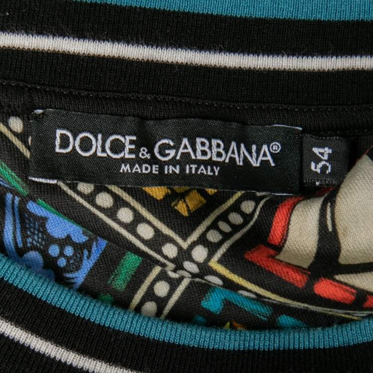 Pre Owned Dolce & Gabbana Multicolor Printed Cotton Crewneck T-Shirt XXL