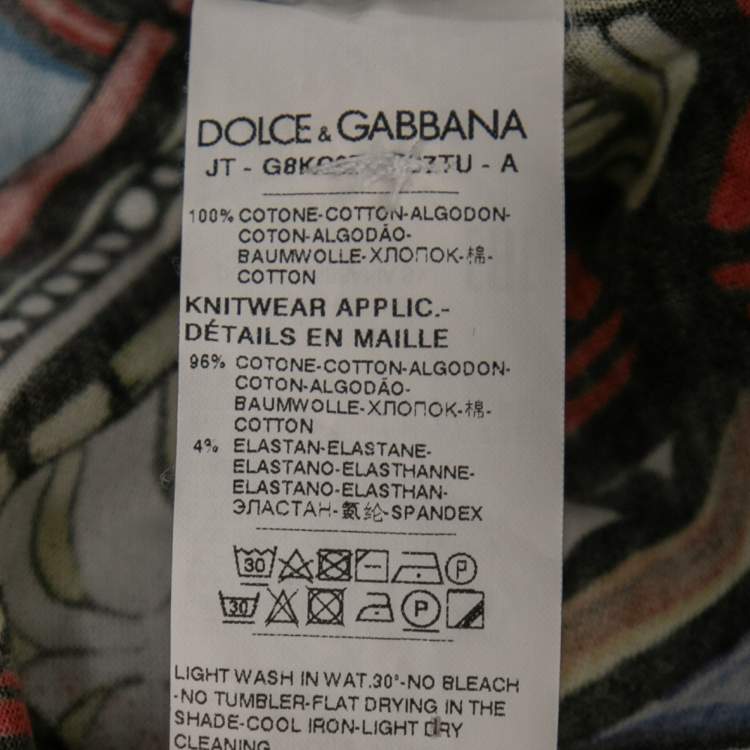 Pre Owned Dolce & Gabbana Multicolor Printed Cotton Crewneck T-Shirt XXL