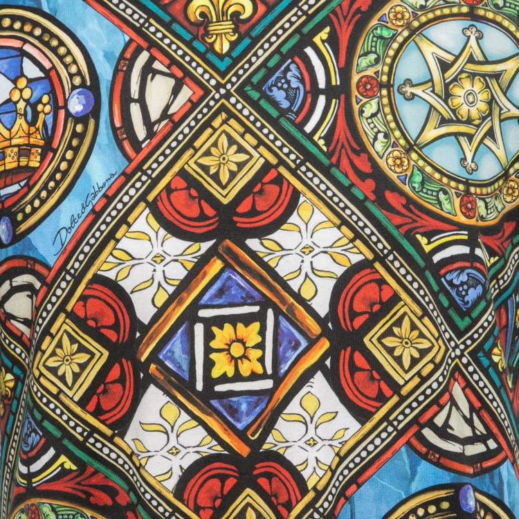 Pre Owned Dolce & Gabbana Multicolor Printed Cotton Crewneck T-Shirt XXL