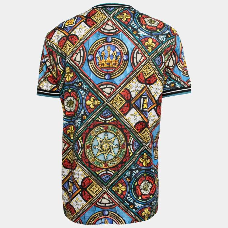 Pre Owned Dolce & Gabbana Multicolor Printed Cotton Crewneck T-Shirt XXL