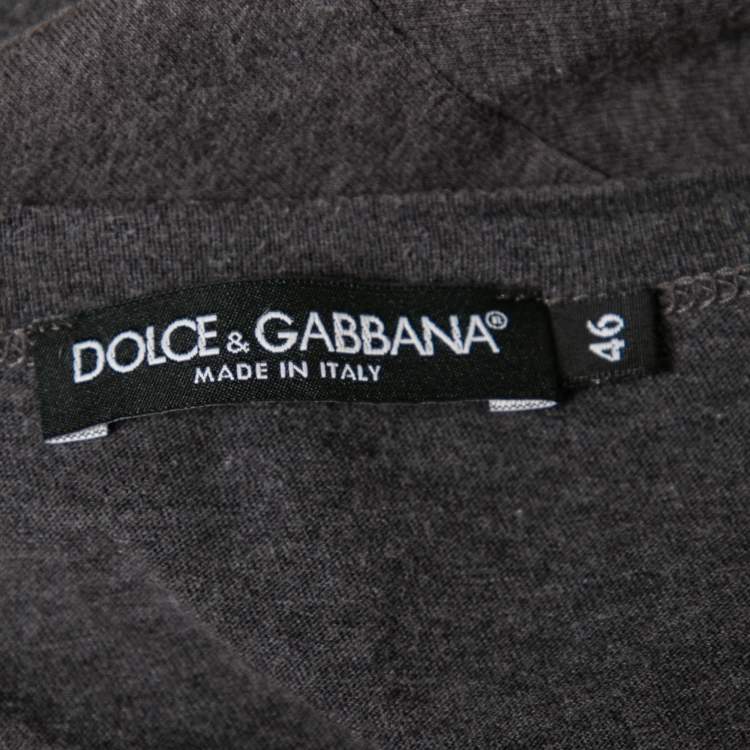 Pre Owned Dolce & Gabbana Grey Cotton Short Sleeve V-Neck T-Shirt S