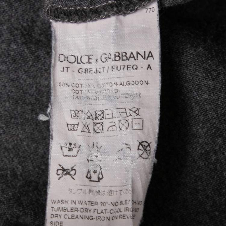 Pre Owned Dolce & Gabbana Grey Cotton Short Sleeve V-Neck T-Shirt S