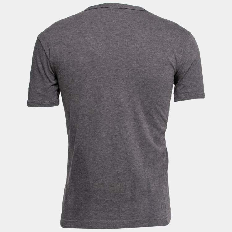 Pre Owned Dolce & Gabbana Grey Cotton Short Sleeve V-Neck T-Shirt S