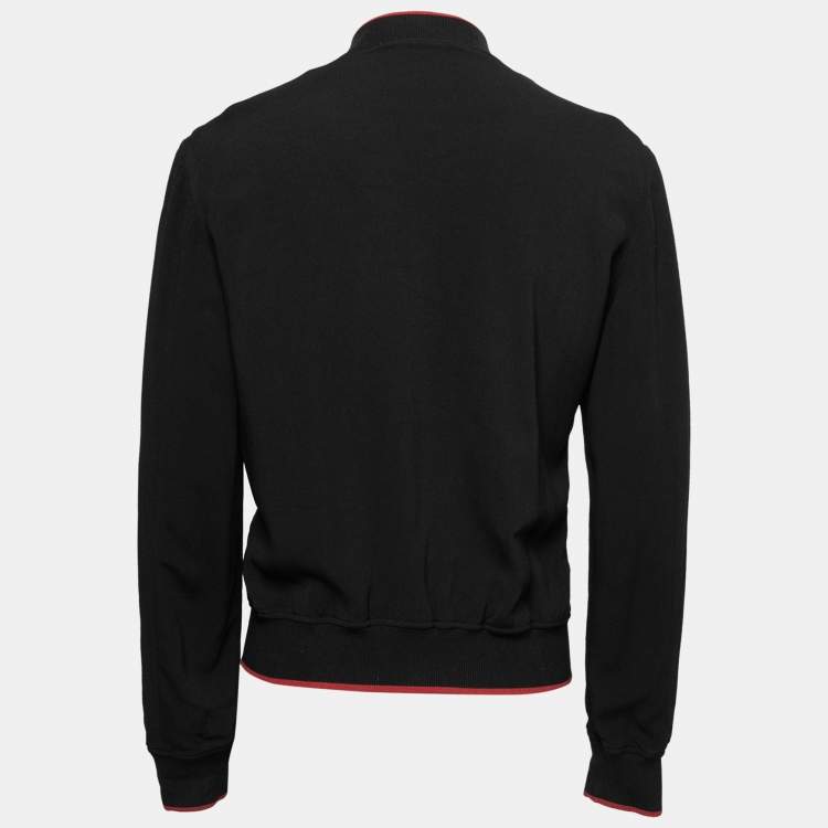 Pre Owned Dolce & Gabbana Black Crepe Rib Knit Trimmed Zip Front Jacket L