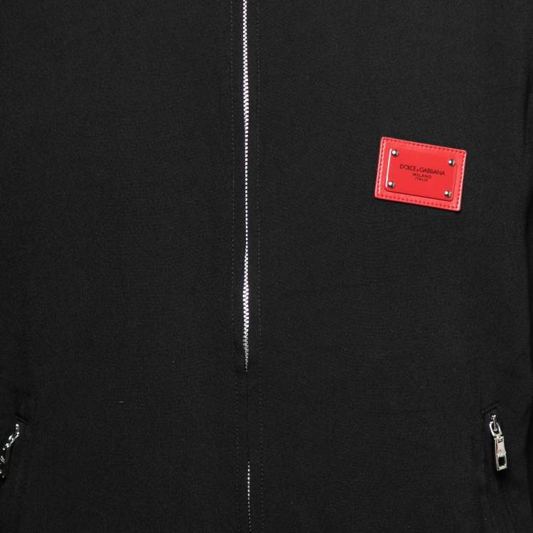 Pre Owned Dolce & Gabbana Black Crepe Rib Knit Trimmed Zip Front Jacket L